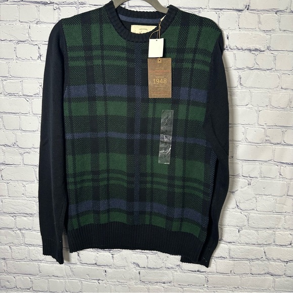 Weatherproof Other - Weatherproof Men's Black and Green Plaid Crewneck Sweater